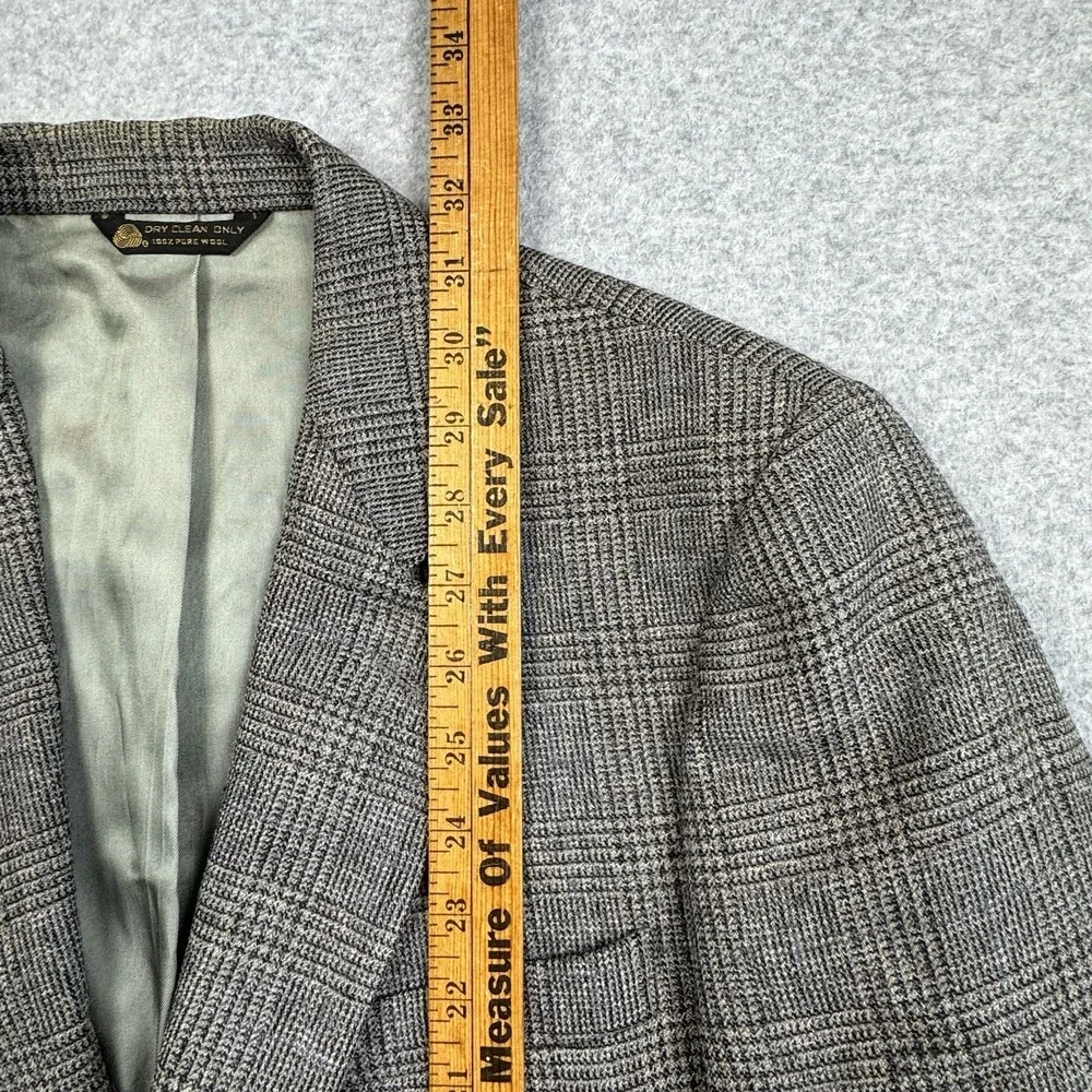 VTG Oscar de la Renta Glen Plaid Blazer 40R‎ Sport Coat Union Made In USA Wool